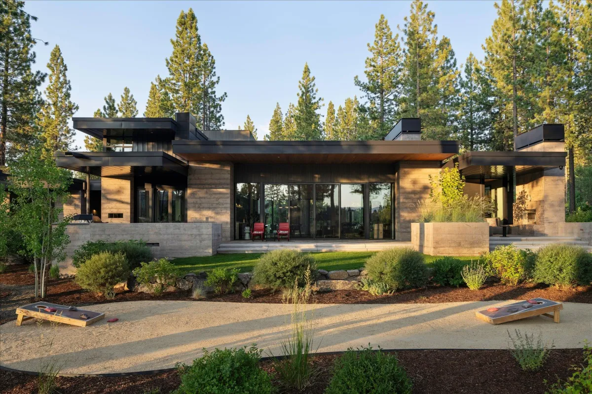 Architectural Photography of Martis Camp home at golden hour - Brad Scott Visuals