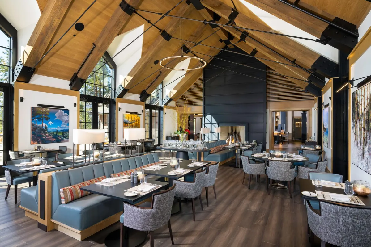 interior photography of Clear Creek Tahoe's clubhouse restaurant