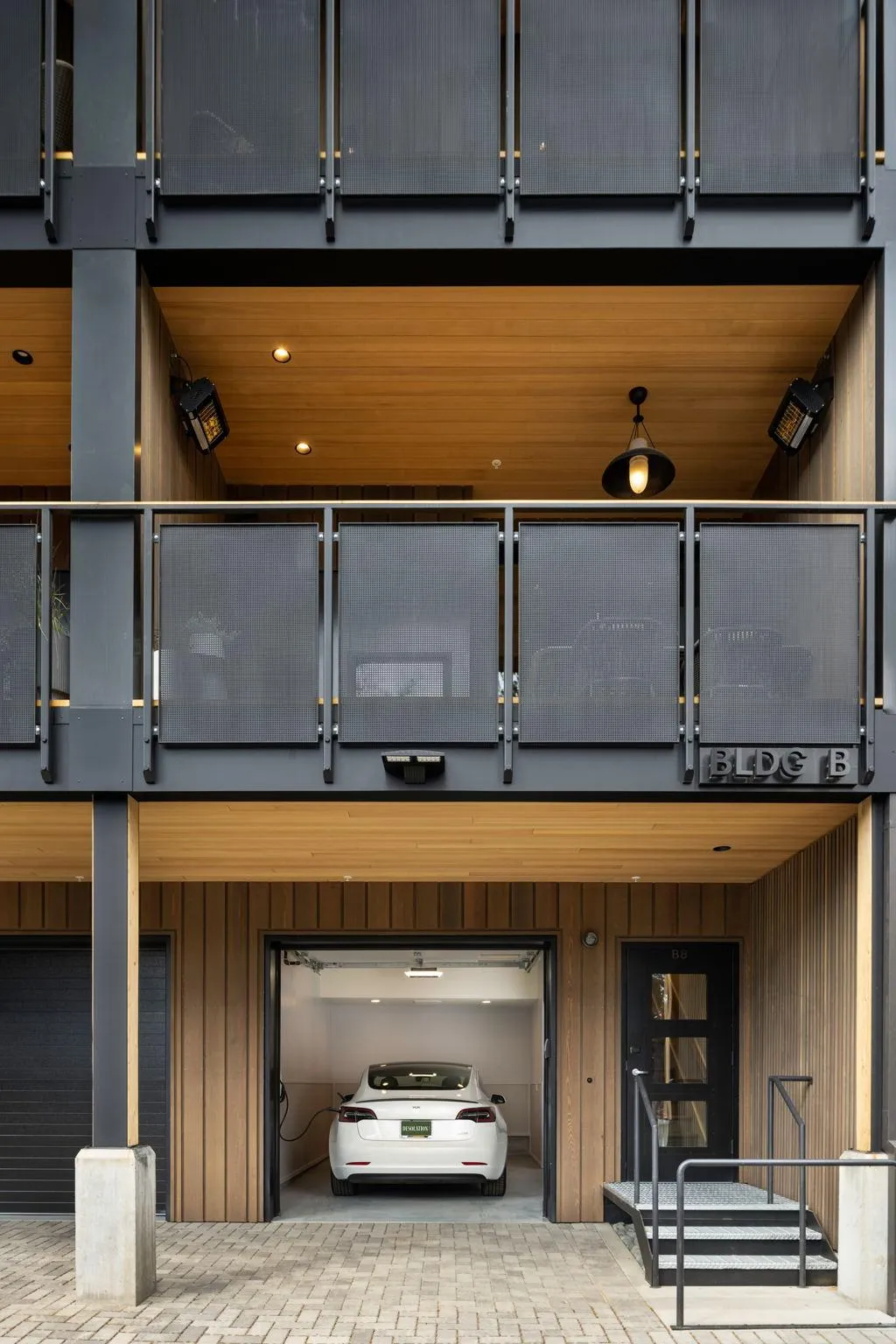 architectural photography of Desolation Hotel townhome with built in tesla charger in Lake Tahoe 