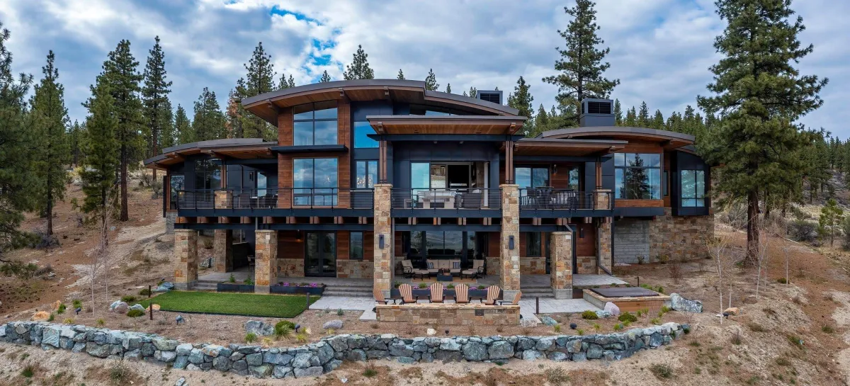 Aerial photography of Clear Creek Tahoe moutain modern home