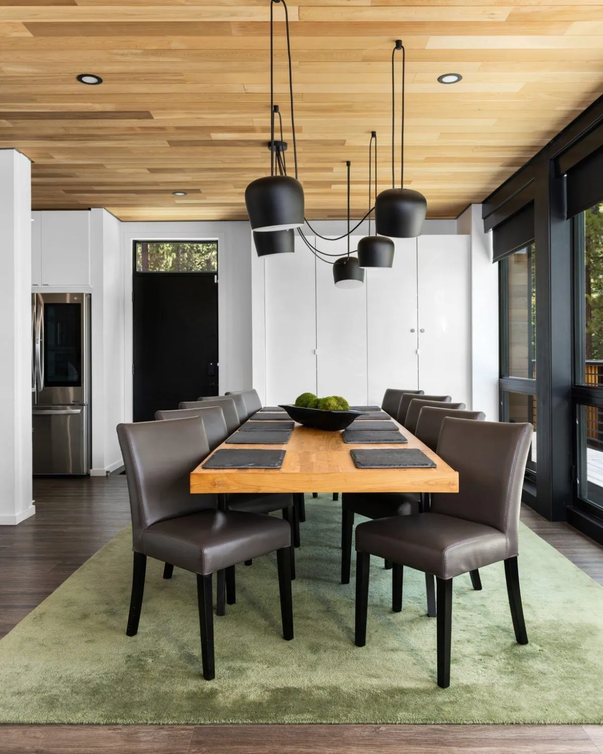 interior photography of modern container home dining room in northstar tahoe by Honomobo