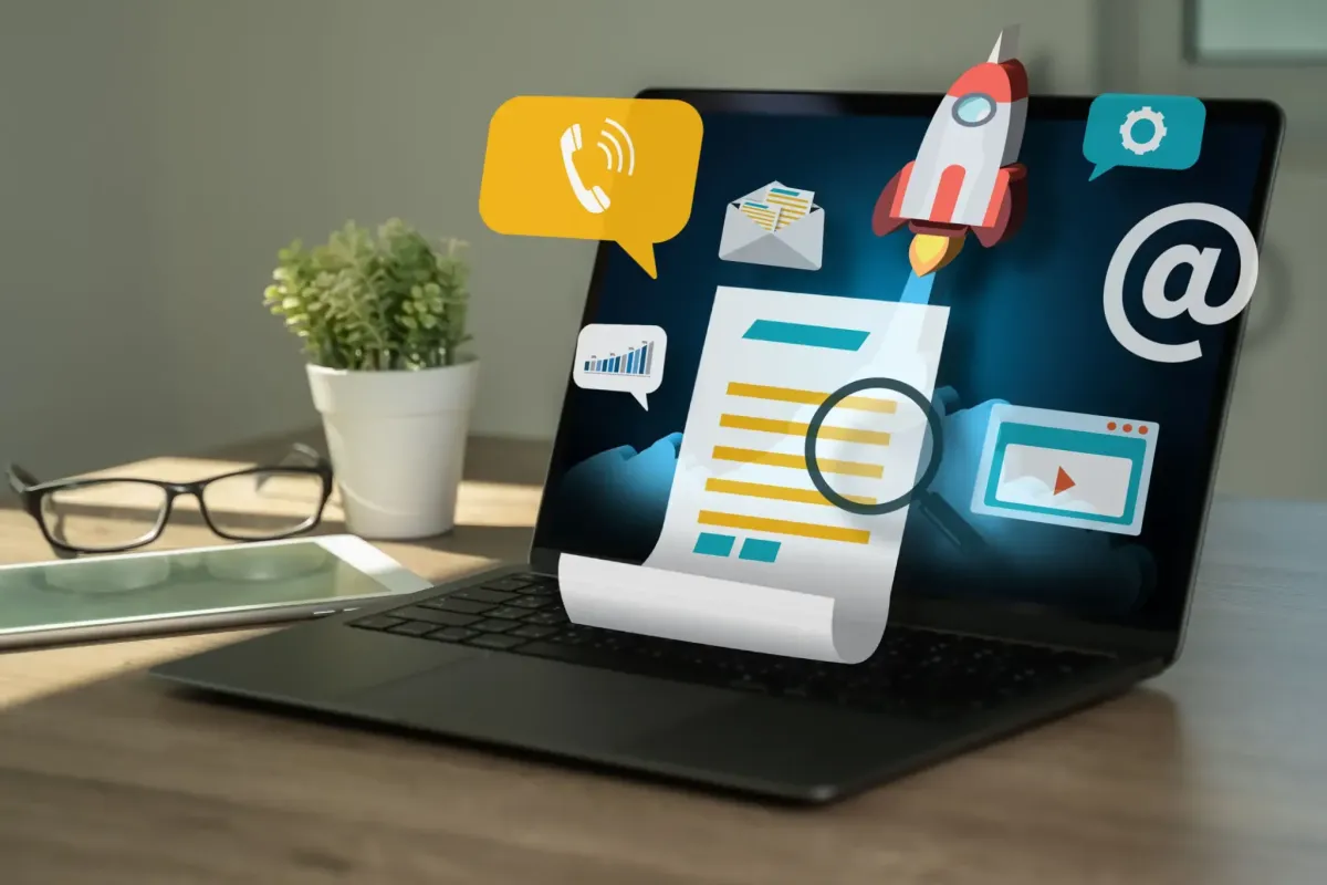 servicios de sitio web, CRM inteligente y agentes con inteligencia artificial.