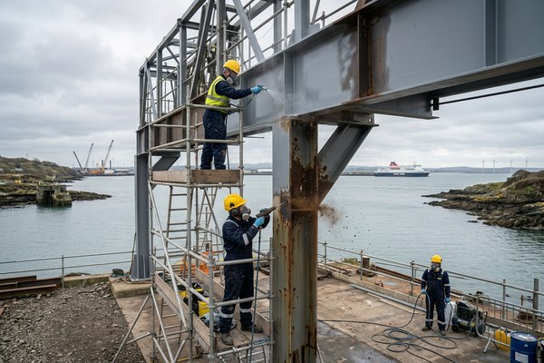 Steel structure painting project on an Anglesey industrial site