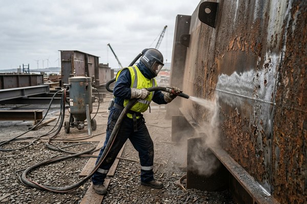 Industrial shot blasting and surface preparation work in Anglesey