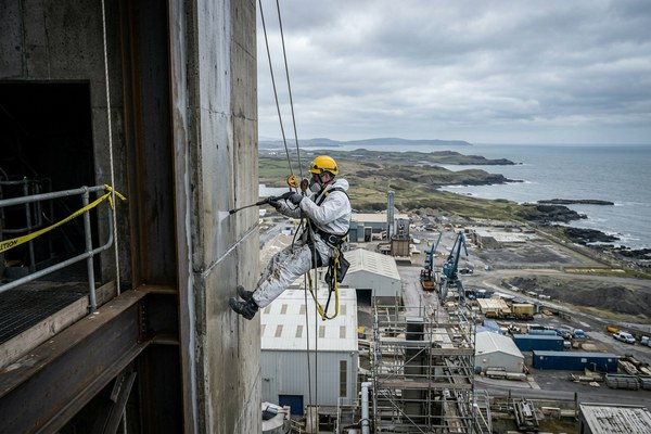 Commercial exterior industrial painting project in Anglesey