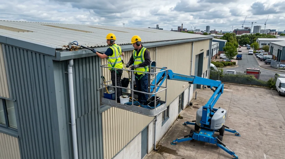 MEWP gutter and high access industrial cleaning in Liverpool