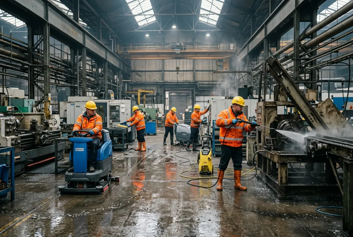 Factory and industrial cleaning team working in Manchester