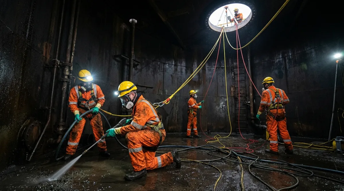 Confined space industrial cleaning in a Chester industrial facility