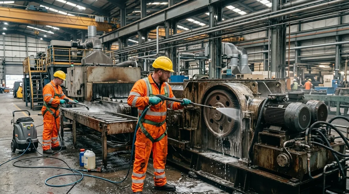 Industrial machinery cleaning in a Chester production facility