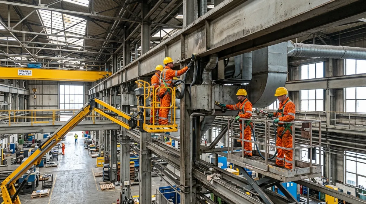 High-level industrial cleaning using access equipment in Chester