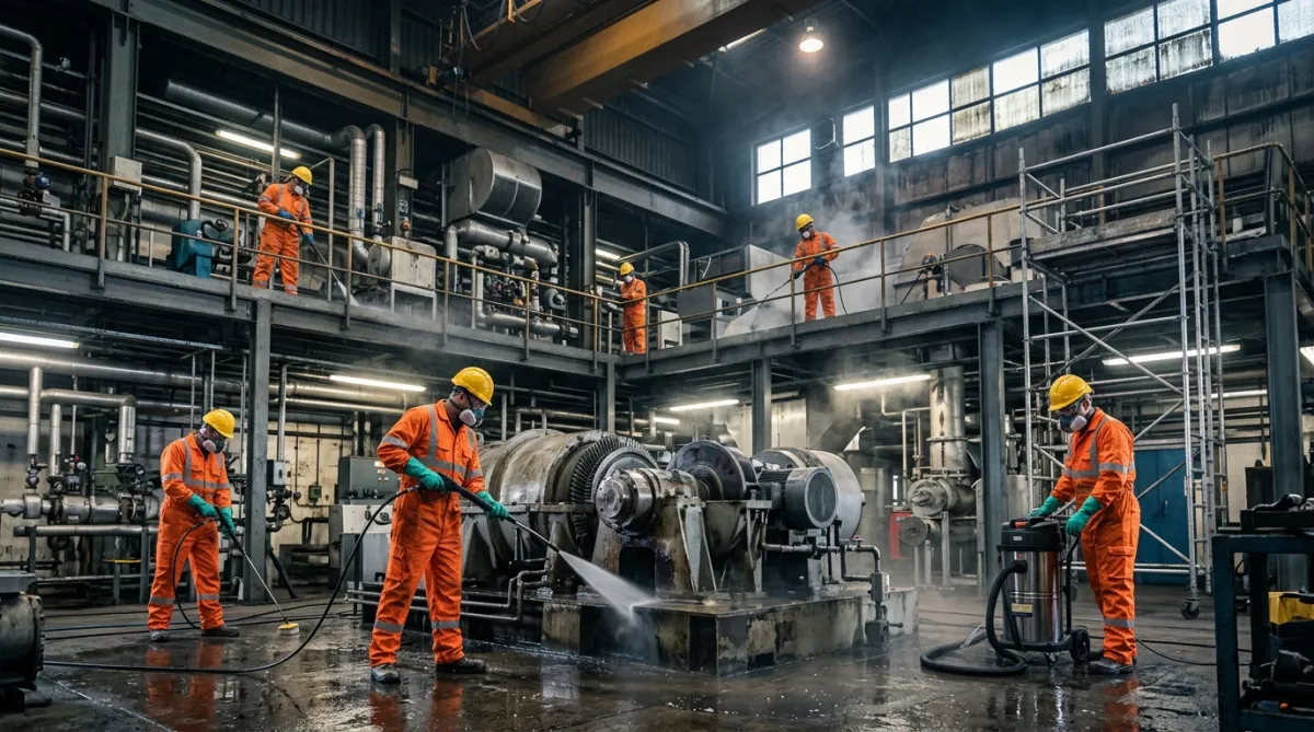 Industrial shutdown cleaning project inside a North West industrial facility