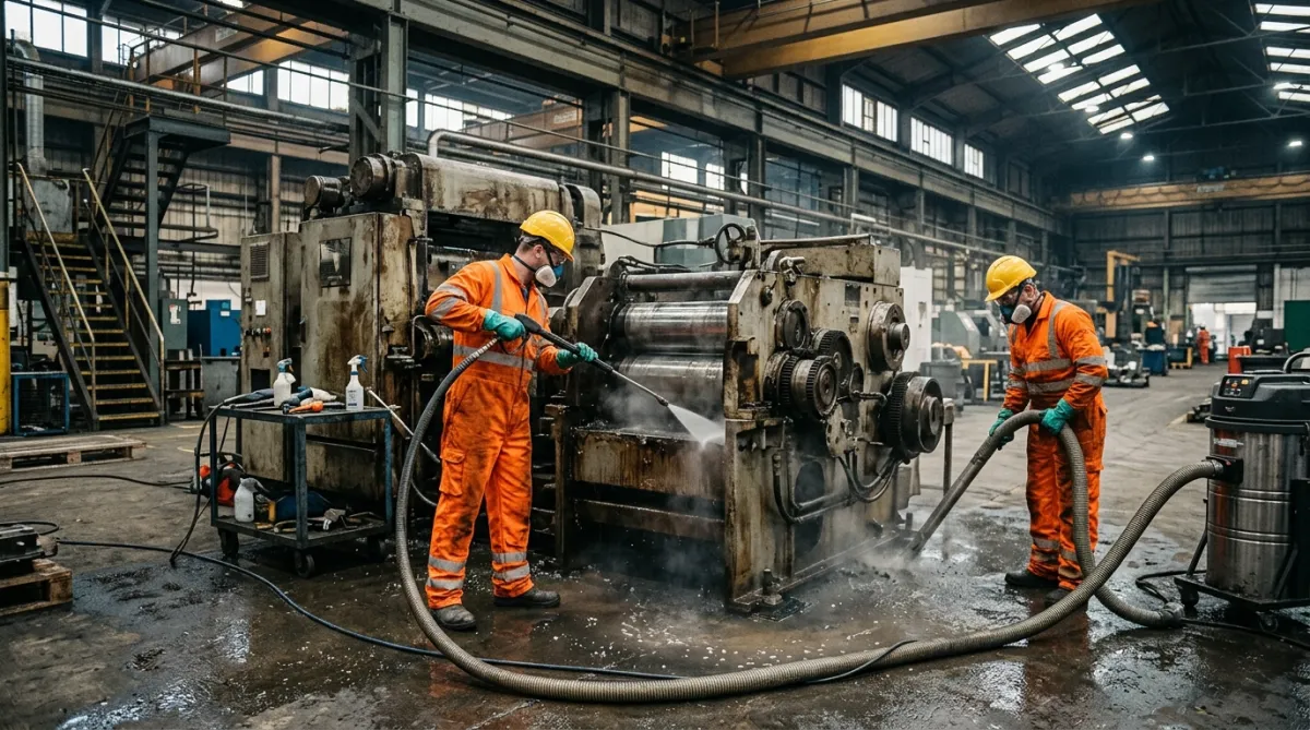 Industrial plant and machinery cleaning inside a North West engineering facility