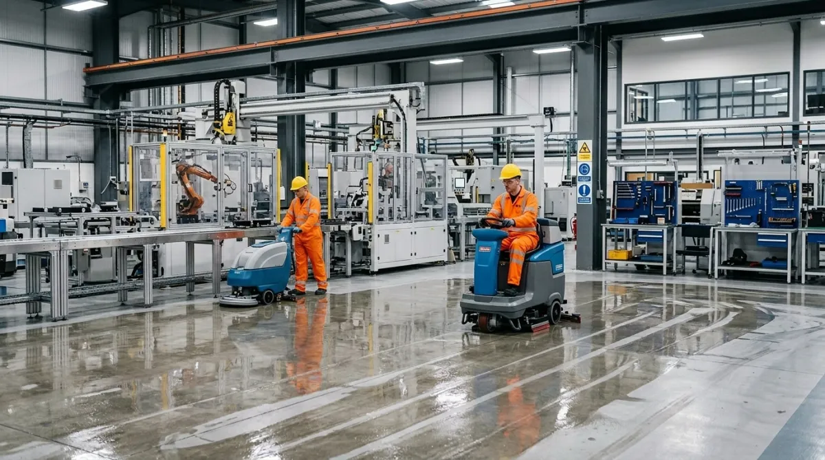 Industrial factory and production facility cleaning inside a North West manufacturing plant