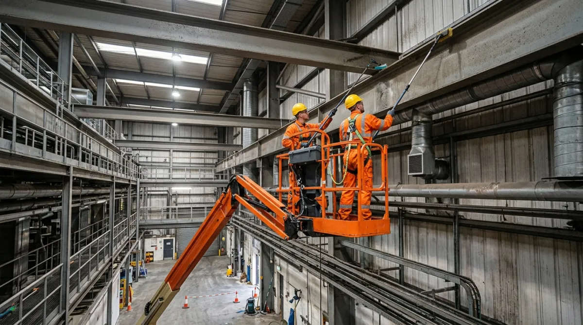 High-level industrial access cleaning using MEWP equipment in the North West
