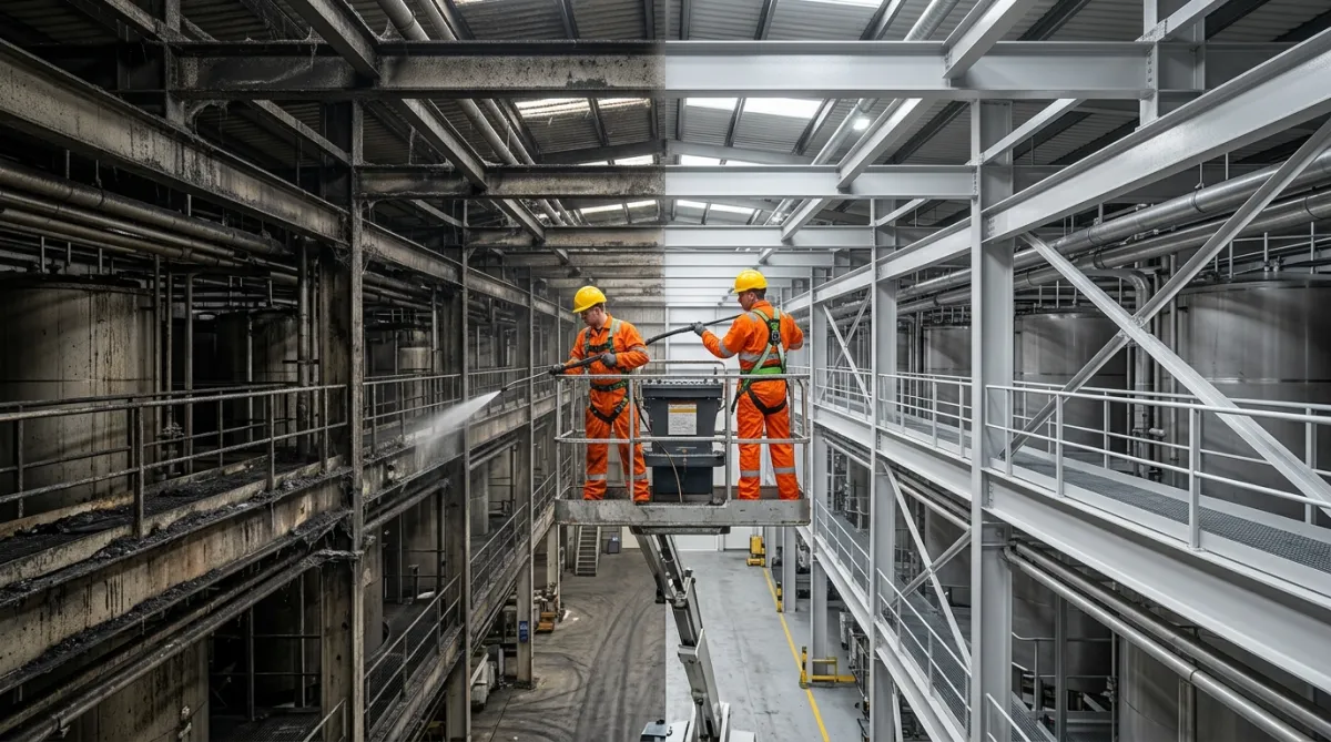Professional industrial cleaning services in North West England transforming contaminated factory and manufacturing environments into clean, safe and compliant workplaces.