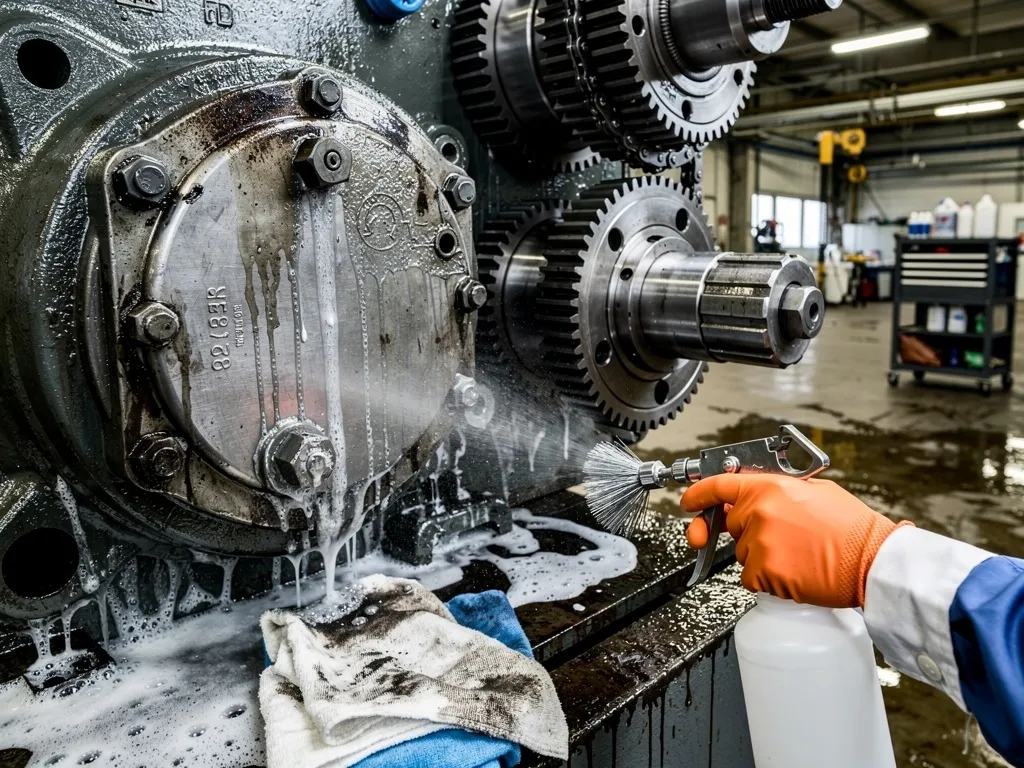 Operative degreasing and maintaining large-scale industrial plant machinery