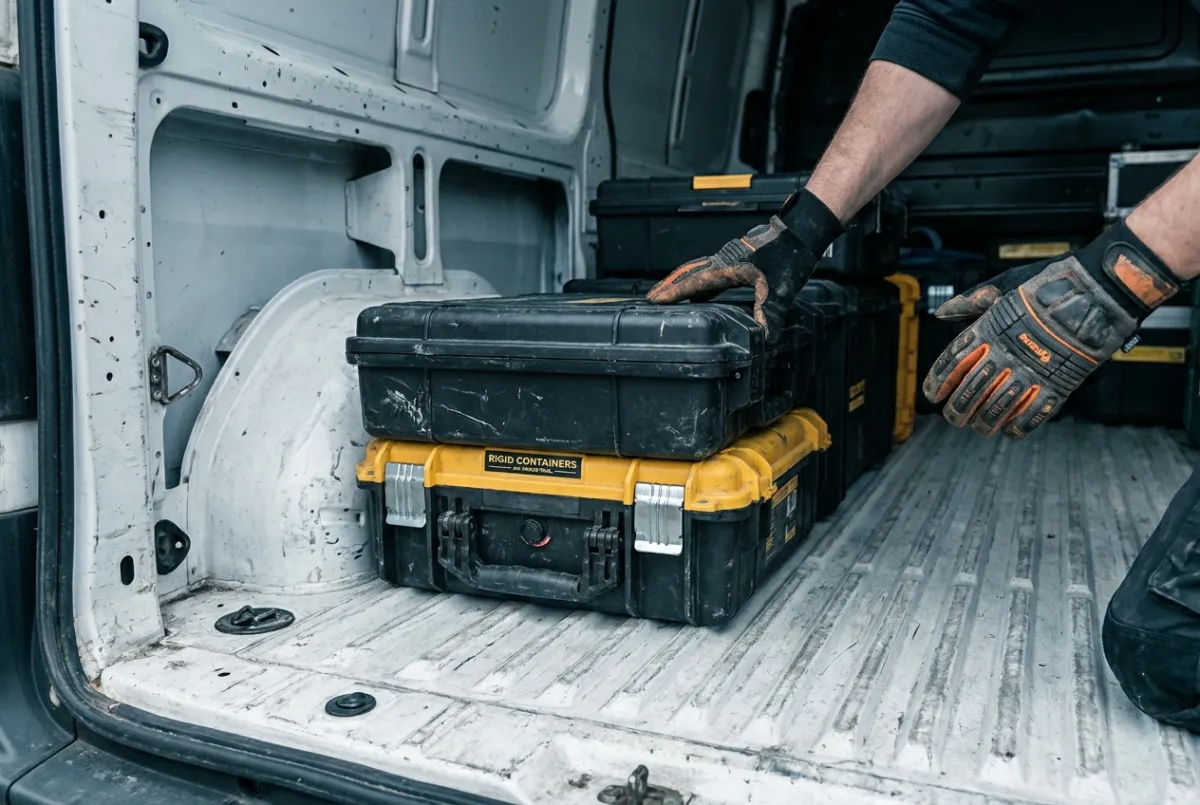 Close-up of ACS equipment cases loaded in a mobile response vehicle