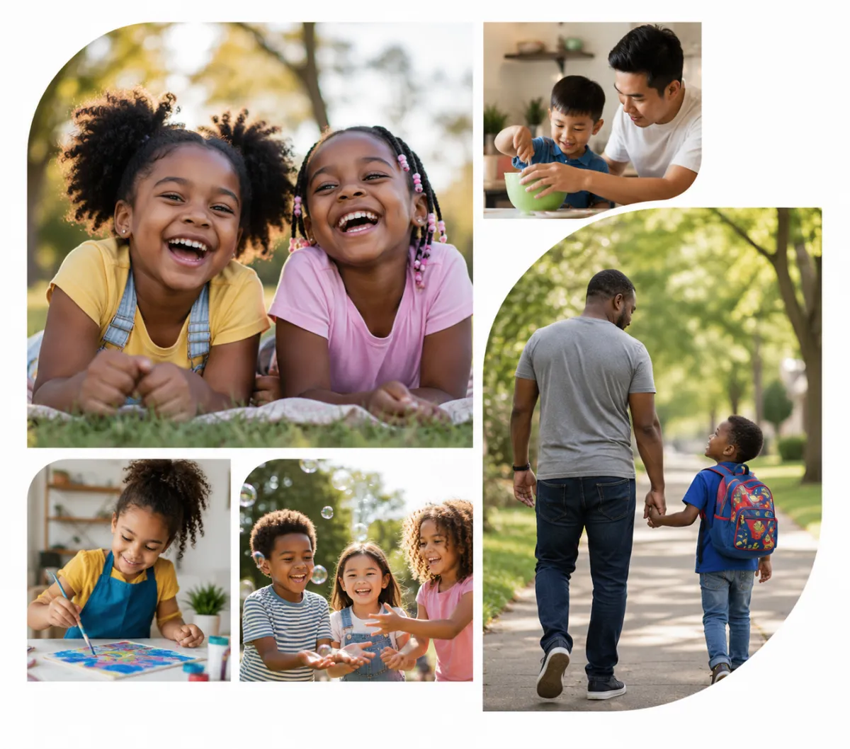 Diverse children smiling together outdoors