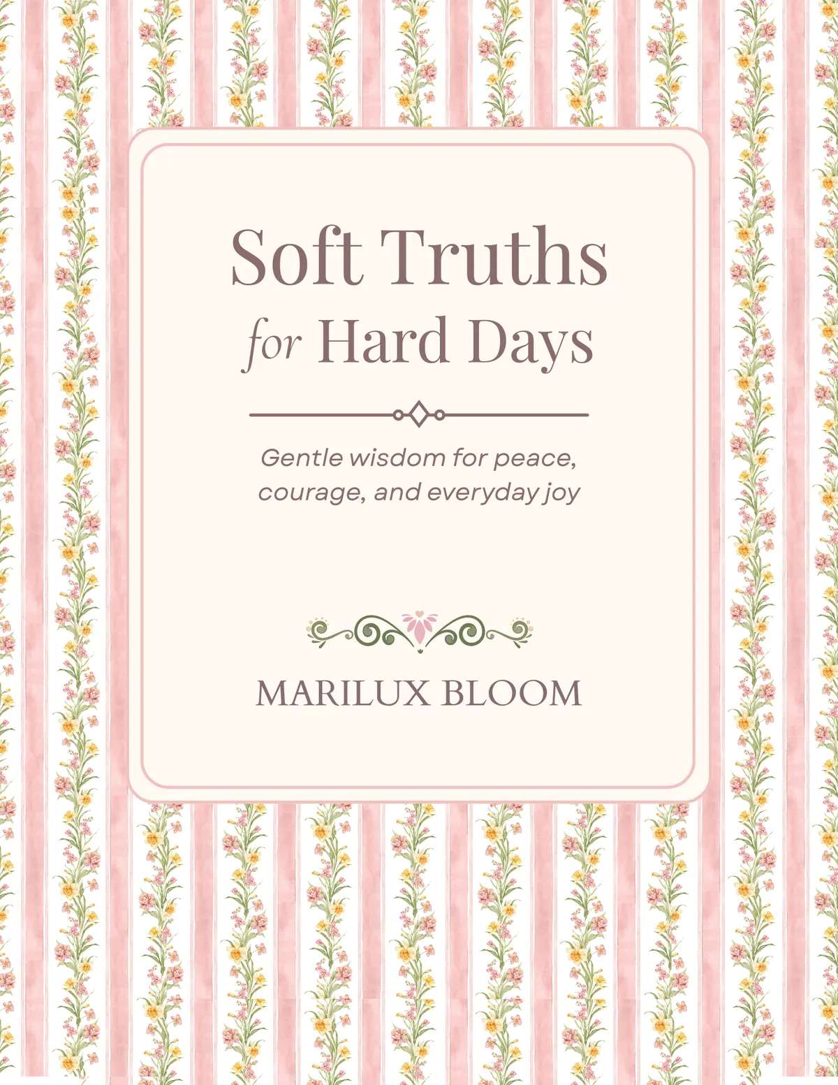 Floating Guide Reveal - The Art of Intentional Bloom vertical book mockup tilted at 15 degrees with organic sage backdrop