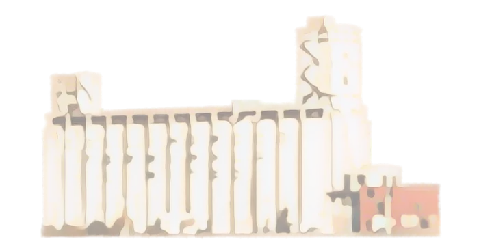 Artistic illustration of the Collingwood waterfront grain terminals