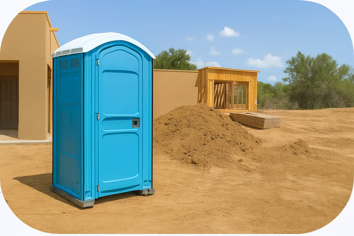 porta potty rental unit at a construction site