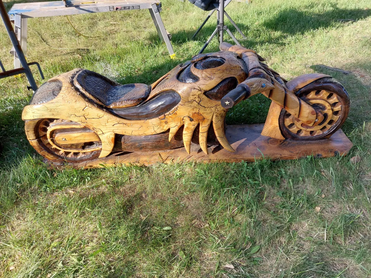 Whittle the Wood in Craig, CO - Motorcycle wood carving