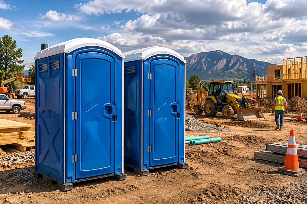 construction porta potty rental on active Colorado job site
