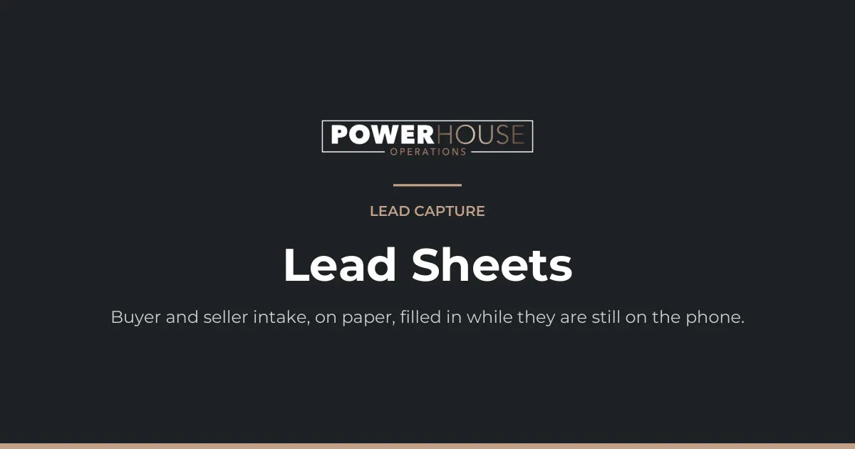 Lead Sheets — a free guide from Power House Operations