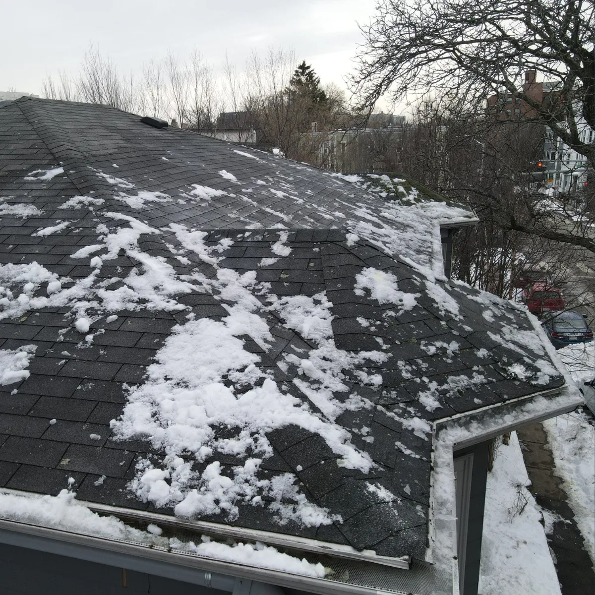 roof edge affected by snow and ice