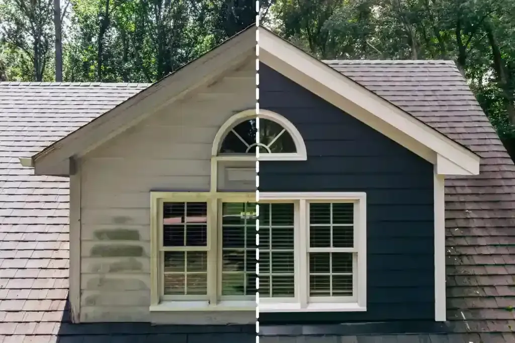Old vs new siding installation showing exterior home improvement in Boston area
