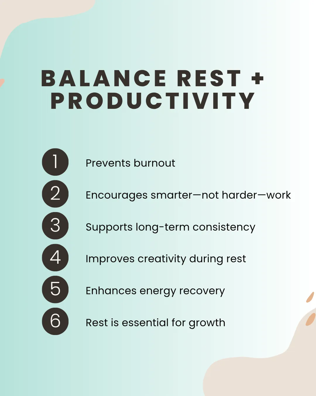 Image illustrating benefits of balancing rest and productivity.
