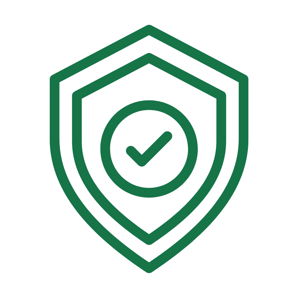 Security badge icon representing high quality craftsmanship and reliable home improvement services with no shortcuts