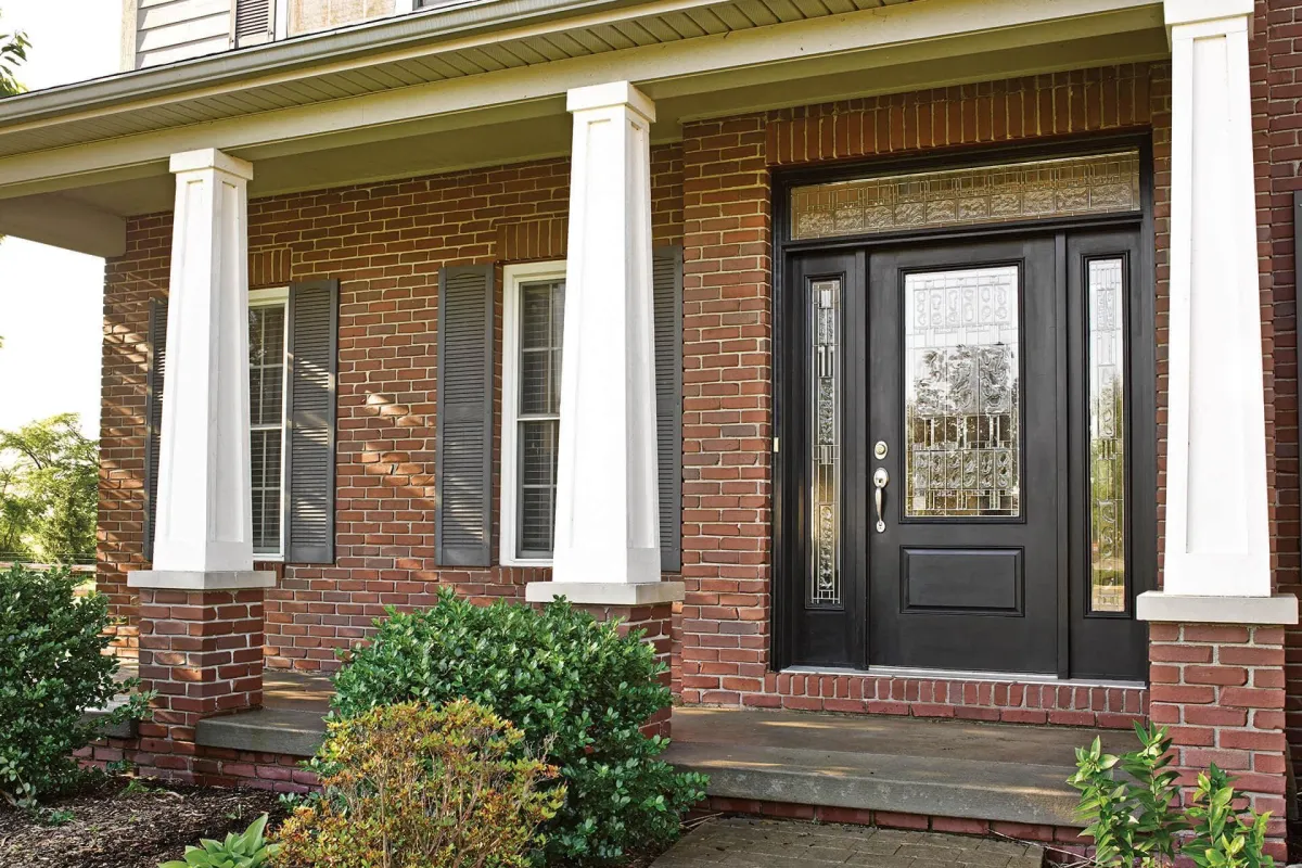 a newly installed door with glass panes