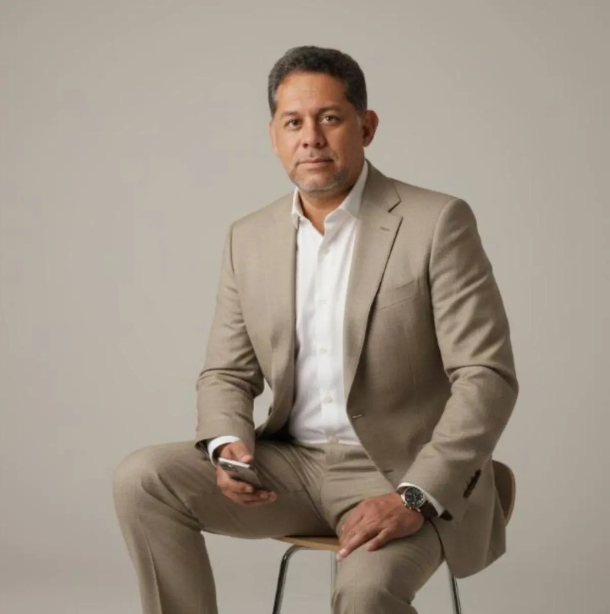 man wearing watch with black suit