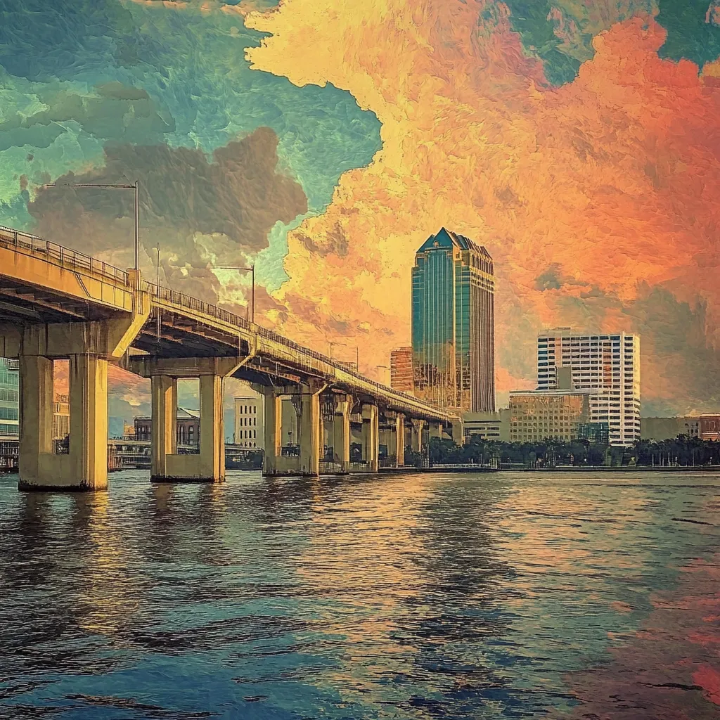 Jacksonville city skyline and bridge