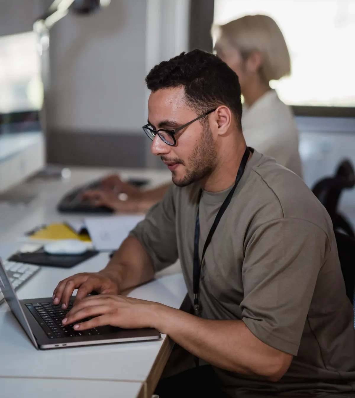 SEO specialist working on content strategy in office