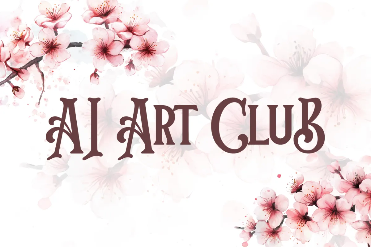 Japanese cherry blossoms with text reading AI Art Club