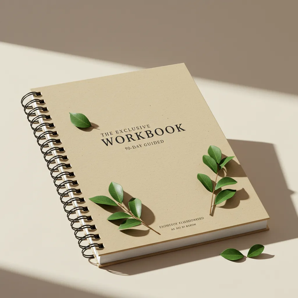 90-day wellness workbook with botanical elements
