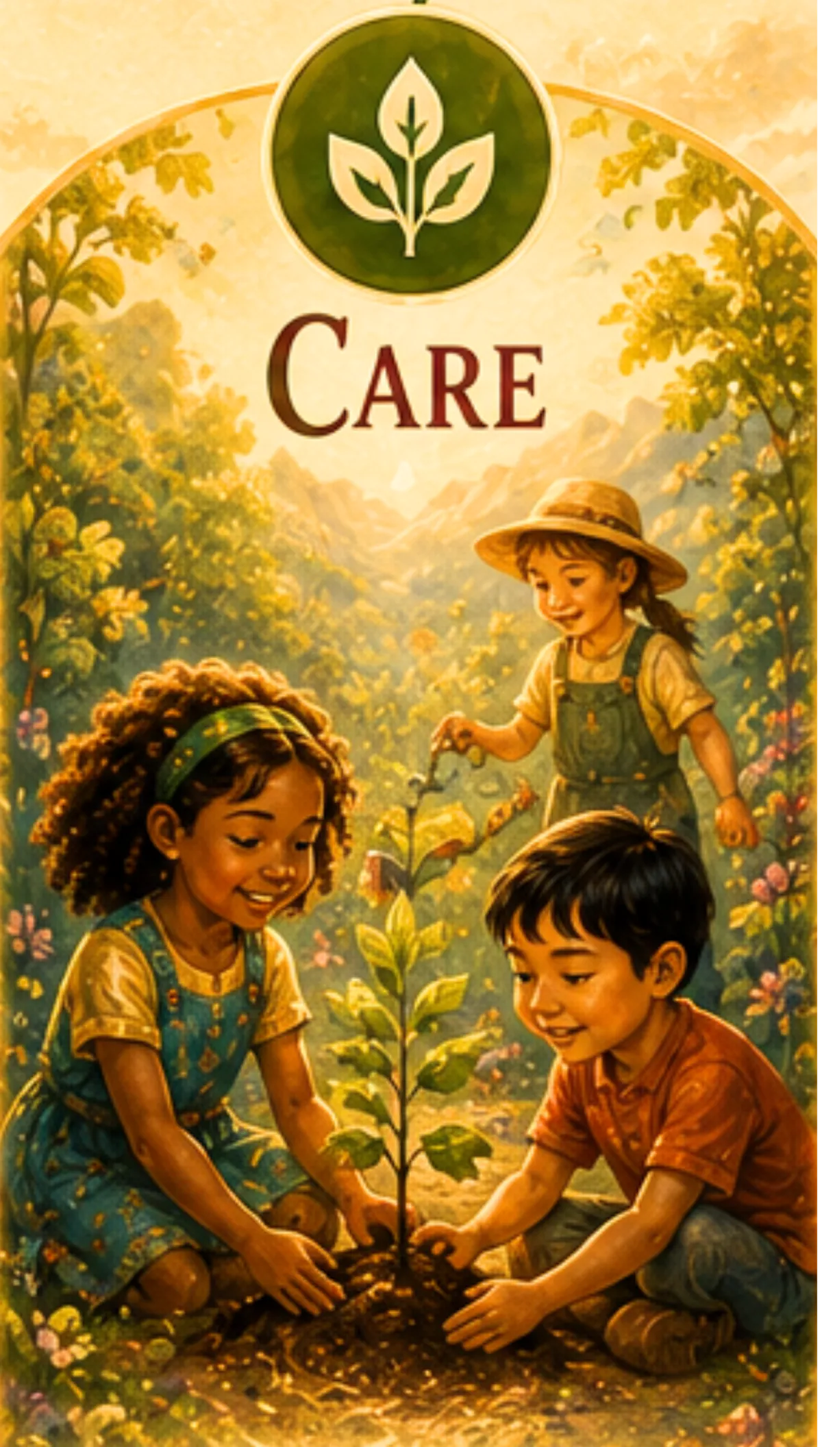 Children participating in acts of kindness and caring for the Earth