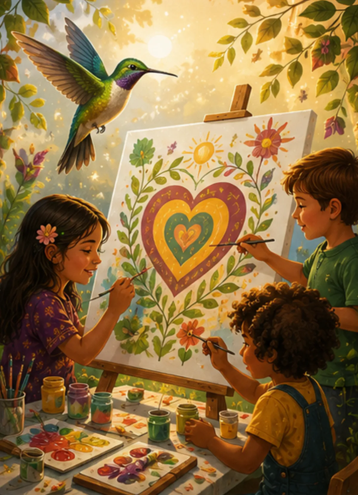 Children creating art for Contest