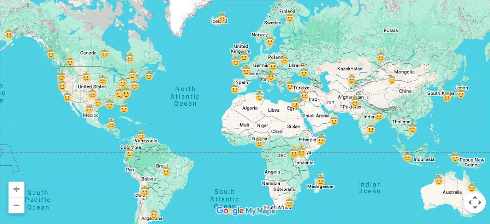 Map of Children's Day of Peace activities across the globe