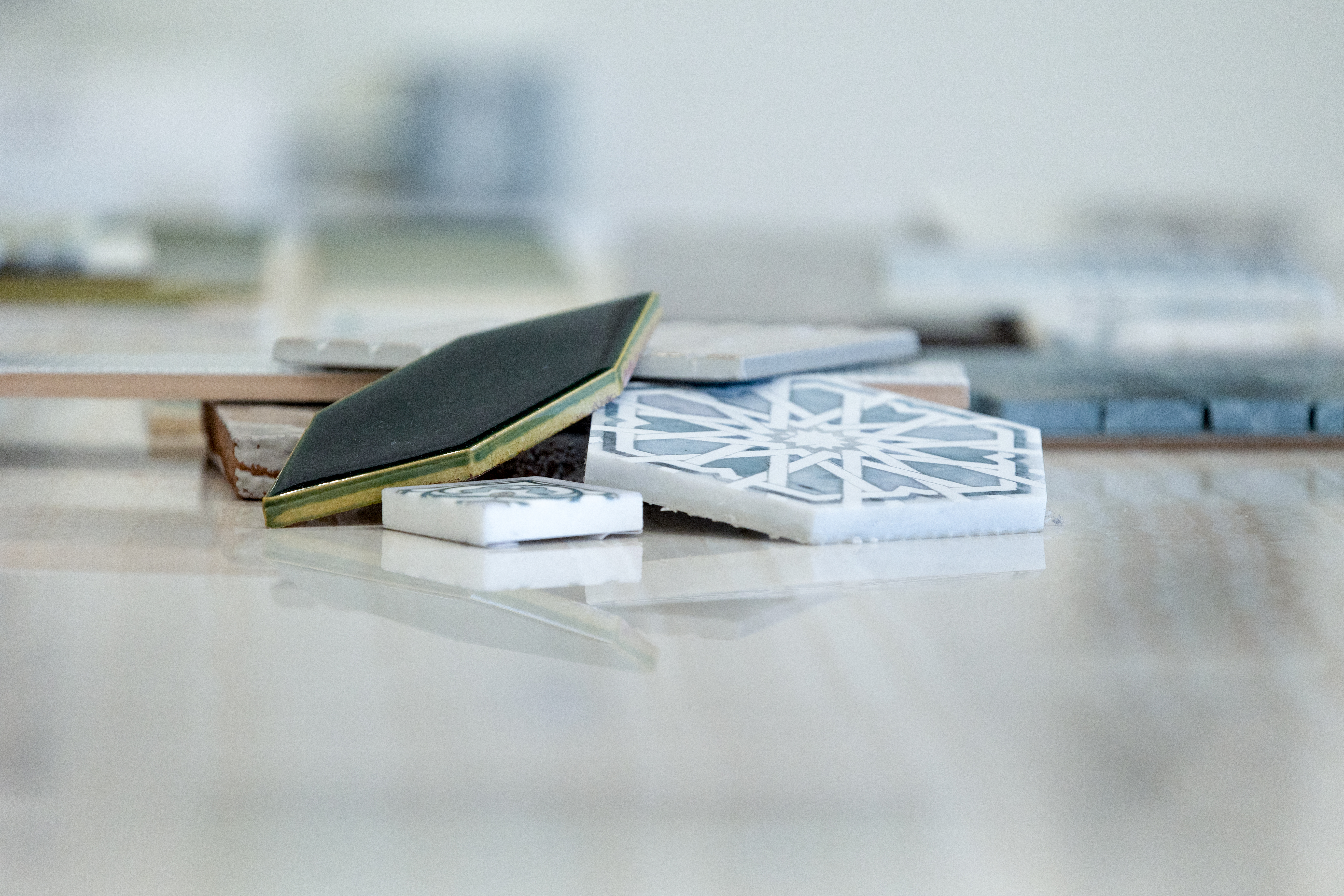Flat lay of a variety of tile options