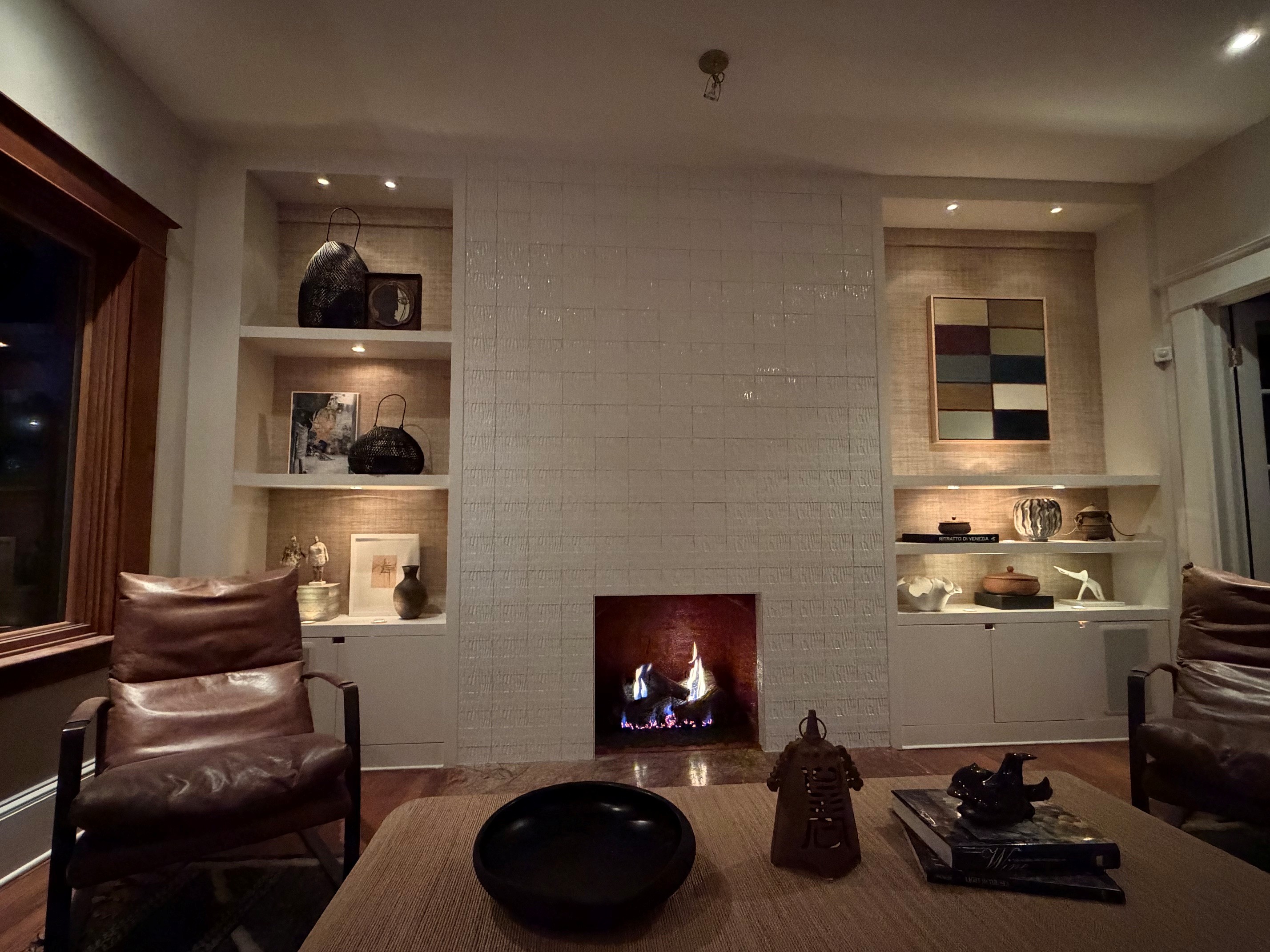 Ceramic tile fireplace surround