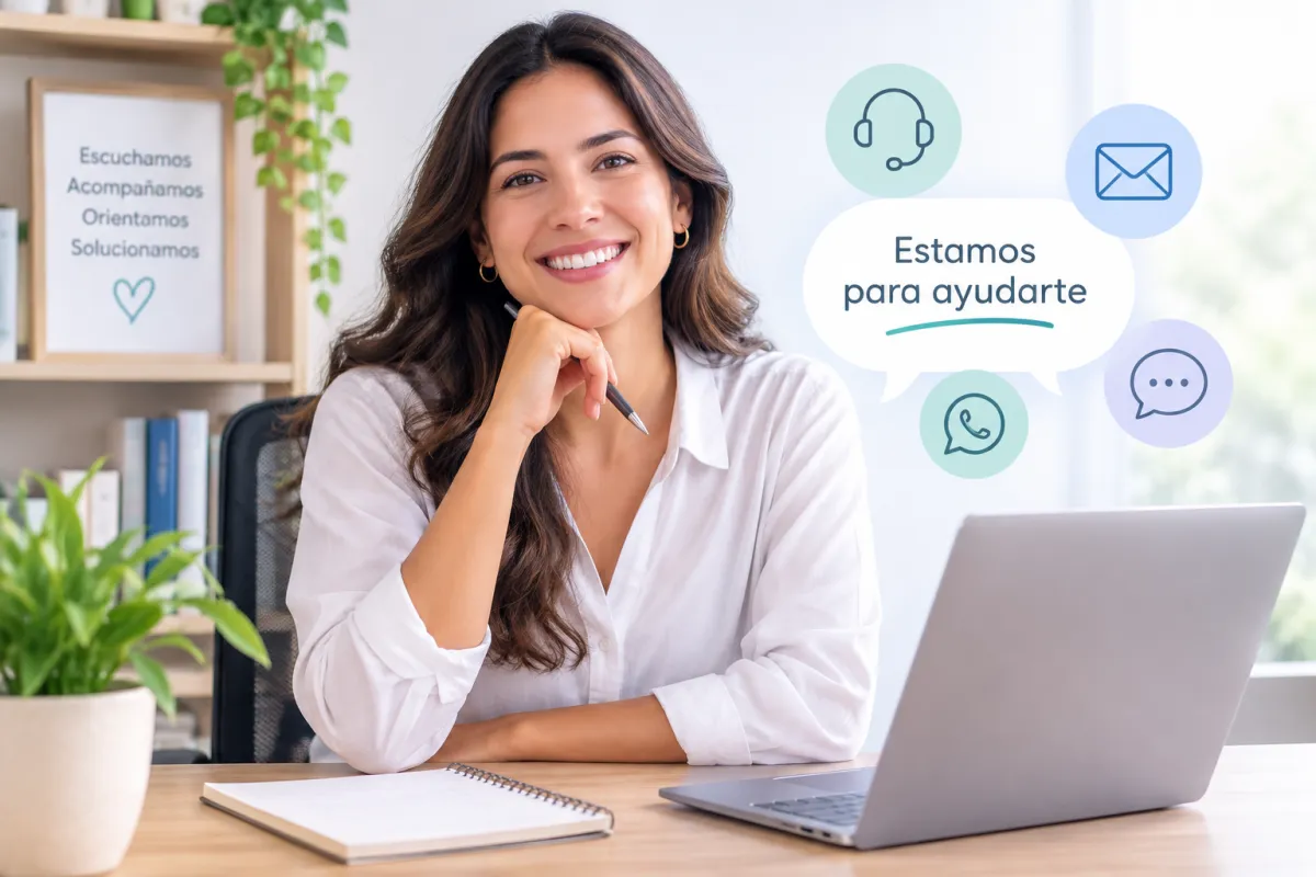 Equipo profesional sonriendo y listo para ayudar