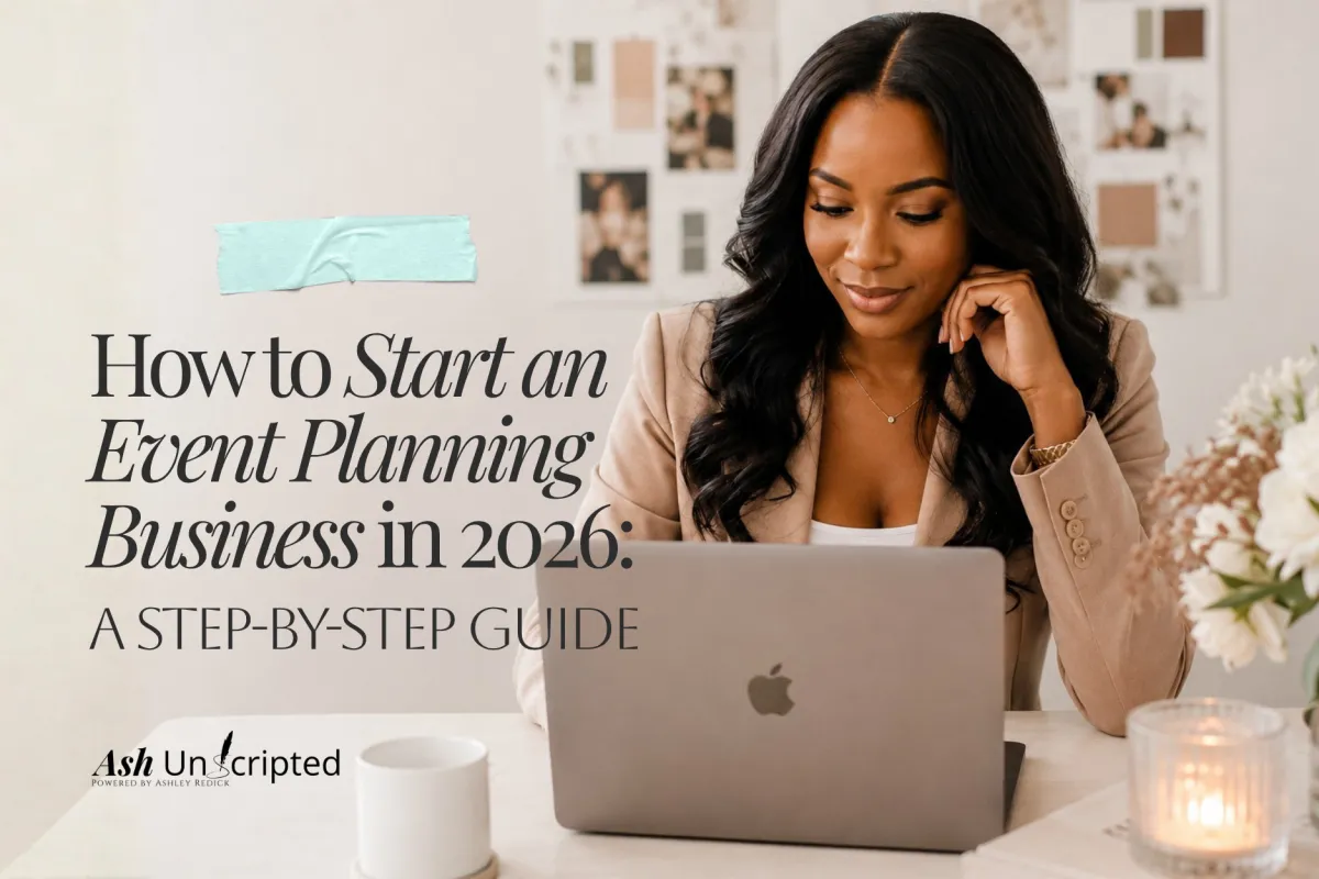 Black event planner working on a laptop in a modern office while planning an event business.