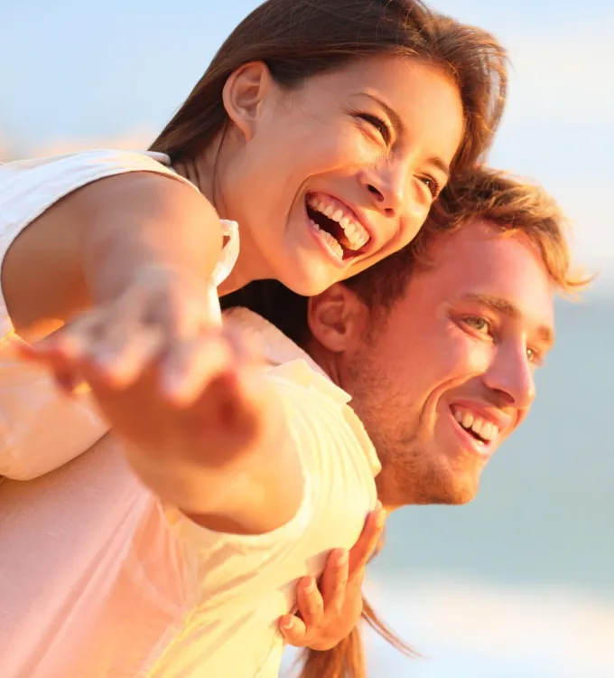 Smiling couple outdoors