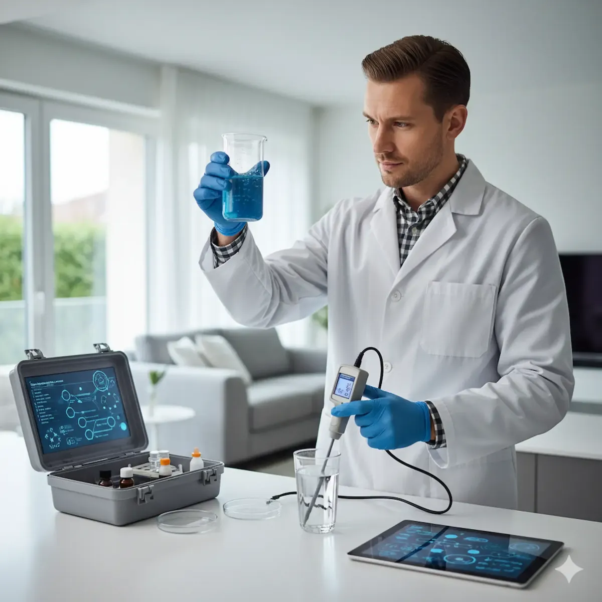 Hombre haciendo análisis de agua en NJ