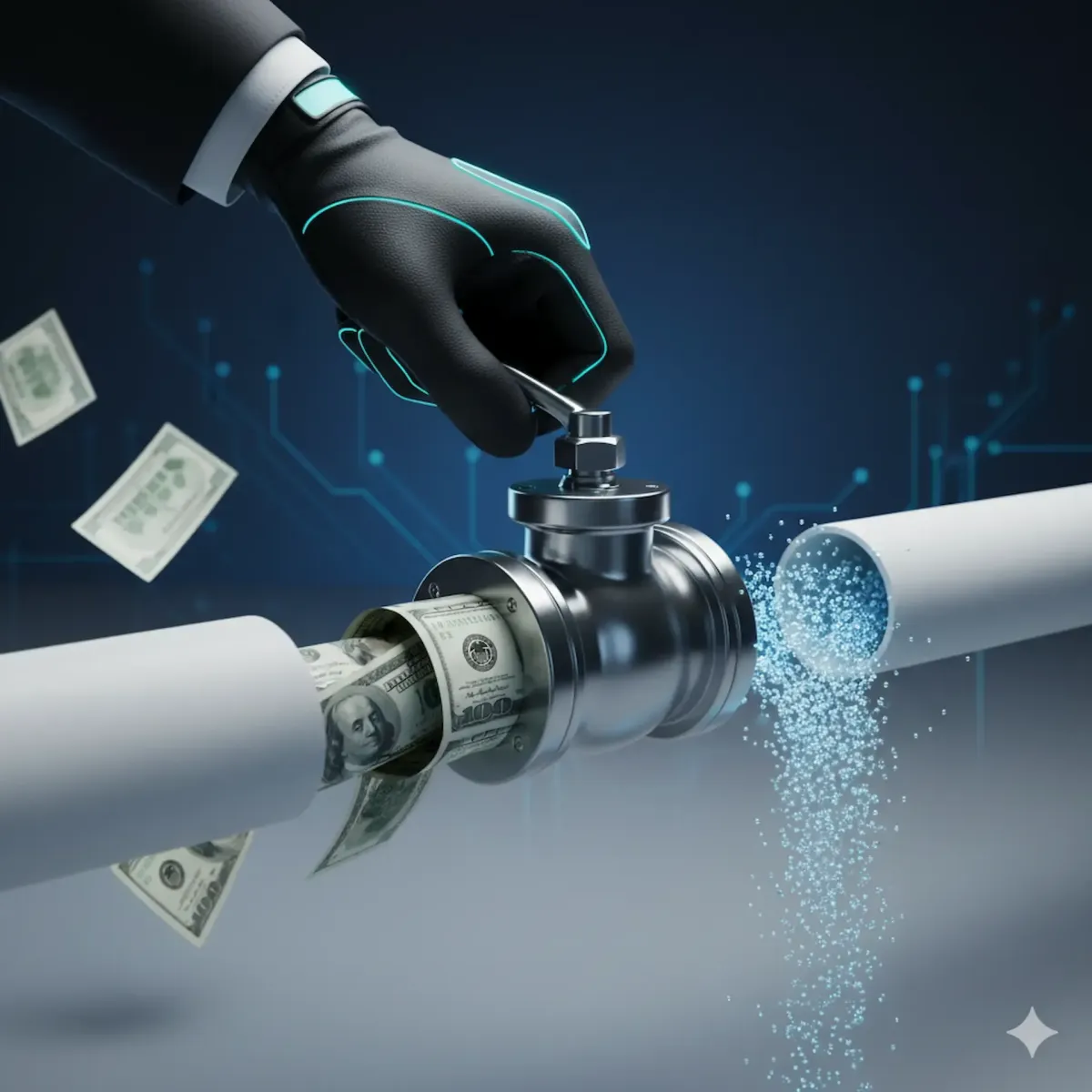 representación de tubo agua donde se escaba el dinero