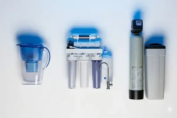Comparativa técnica entre filtro de jarra, purificador de ósmosis inversa y suavizador de sal para hogares en New Jersey — AquaFeel Solutions NJ