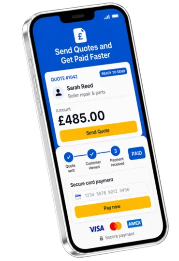 Professional UI showing quoted invoice on mobile phone